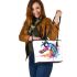 Beautiful watercolor colorful horse leather tote bag