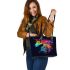 Beautiful watercolor painting of horse head leather tote bag