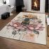 Bee on honeycomb pink and gold lotus flowers area rugs carpet