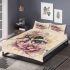 Bee on honeycomb pink and gold lotus flowers bedding set