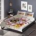 Bee on honeycomb pink and gold lotus flowers bedding set