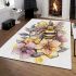 Bee on honeycomb with flowers around area rugs carpet