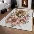 Bee on honeycomb with flowers around area rugs carpet
