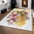 Bee on honeycomb with flowers around area rugs carpet