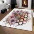 Bee on honeycomb with flowers around area rugs carpet