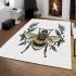 Bee with wings made of leaves and flowers area rugs carpet
