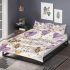 Bees flying to musical notes and purple leafs in the summer bedding set