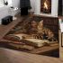 Bengal cat in literary inspired scenes area rugs carpet