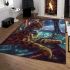 Bengal cat in retro sci fi adventures area rugs carpet