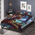 Bengal cat in retro sci fi adventures bedding set