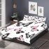 Black and white butterfly pattern with pink accents bedding set