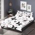 Black and white butterfly pattern with pink stars and flowers bedding set