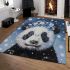 Black and white cute panda with blue eyes area rugs carpet