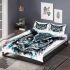 Black and white owl with turquoise highlights bedding set