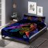 Black light poster of two rainbow sea turtles kissing bedding set