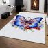 Blue butterfly on floral vase area rugs carpet