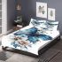 Blue butterfly with white flowers around bedding set