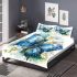 Blue butterfly with white flowers around bedding set