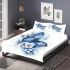 Blue butterfly with white flowers around bedding set