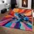 Blue frog with rainbow stripes area rugs carpet