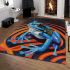 Blue frog with rainbow stripes area rugs carpet