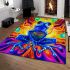 Blue frog with rainbow stripes on his body area rugs carpet