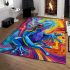 Blue frog with rainbow stripes on his body area rugs carpet