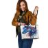 Blue horse painted in watercolor leather tote bag