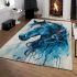 Blue horse with long hair area rugs carpet