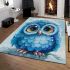 Blue owl cartoon style cute baby blue colors area rugs carpet