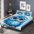 Blue owl cartoon style cute baby blue colors bedding set