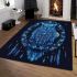 Blue owl sitting on an intricate dreamcatcher area rugs carpet