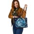 Blue whit dragon anime with dream catcher leather tote bag