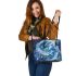 Blue whit dragon anime with dream catcher leather tote bag