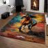 Brown horse galloping in the wind area rugs carpet