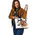 Brown horse with white and black feathers on its head leather tote bag