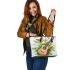 butterflies fly to the guitar and musical notes Leather Tote Bag