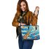 butterflies fly to the saxophone and musical notes Leather Tote Bag