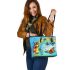 Butterflies fly to the sounds of violin and musical notes Leather Tote Bag