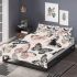 Butterflies pattern pastel pink blush beige grey charcoal bedding set