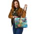 butterfly flying to the sound of guitar Leather Tote Bag
