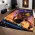 Butterfly themed dj at sunset cityscape area rugs carpet