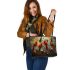 Cardinal birds with dream catcher leather tote bag