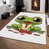 Cartoon cute frog spitting out red liquid area rugs carpet