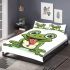 Cartoon cute frog spitting out red liquid bedding set