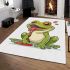 Cartoon cute frog spitting out red liquid area rugs carpet
