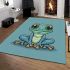 Cartoon frog character wearing sneakers area rugs carpet