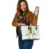 Cartoon frog standing on its hind legs leaather tote bag