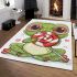 Cartoon frog sticking its tongue out in a cute area rugs carpet