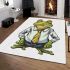 Cartoon frog wearing a white shirt and tie area rugs carpet